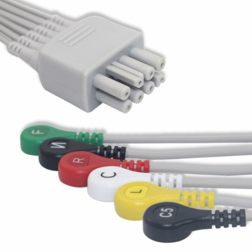 Nihon Kohden ECG Leadwire 6 Lead,IEC, Snap