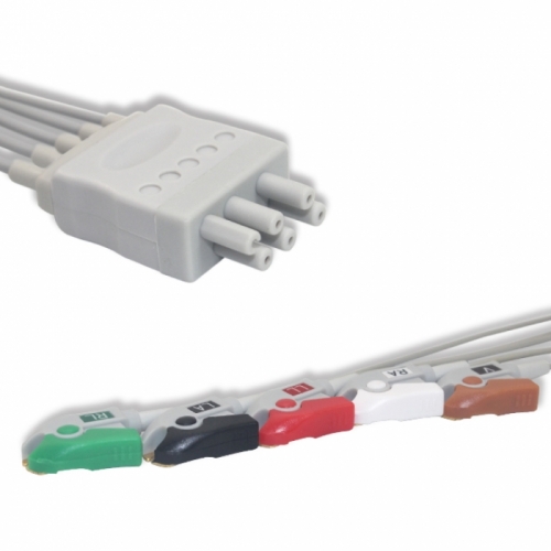 Nihon Kohden ECG Leadwire 5 Lead,AHA,Pinch