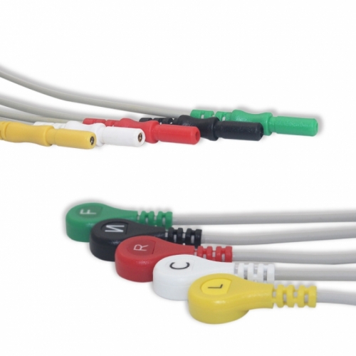 General 6pins ECG Leadwires ,5 Lead, Snap
