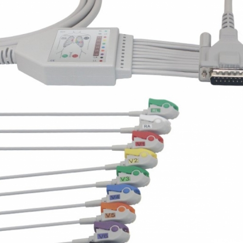 Schiller 10-Lead Shielded EKG Cable AHA Fixed Pinc